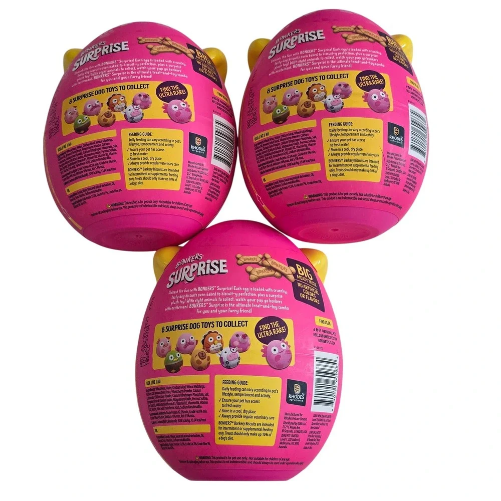 3 Bonkers Surprise Dog Toy Tasty Dog Treats Biscuits Plush‎ Toy Mystery Box Zuru